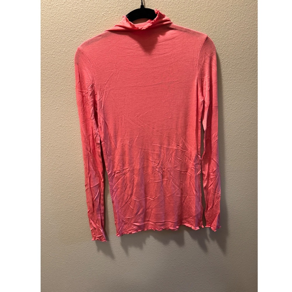 Zenana Women Pink Lettuce Edge Turtleneck Long Sleeve Top XL RT-8062BA